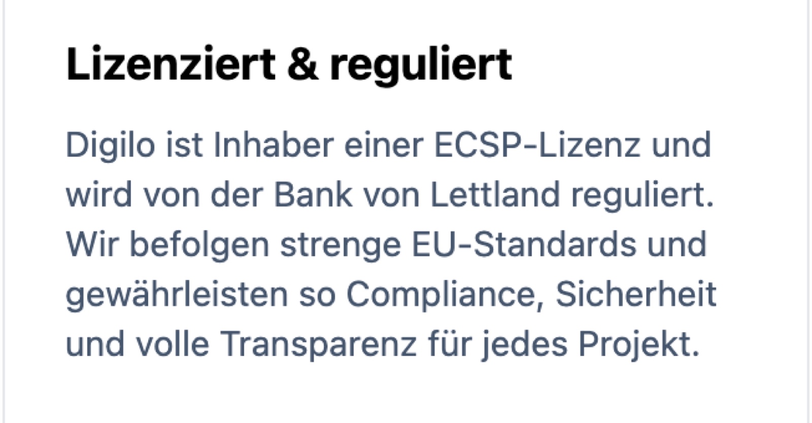 Digilo über die eigene Lizenz: Inhaber einer ECSP-Lizenz, reguliert von der Bank von Lettland