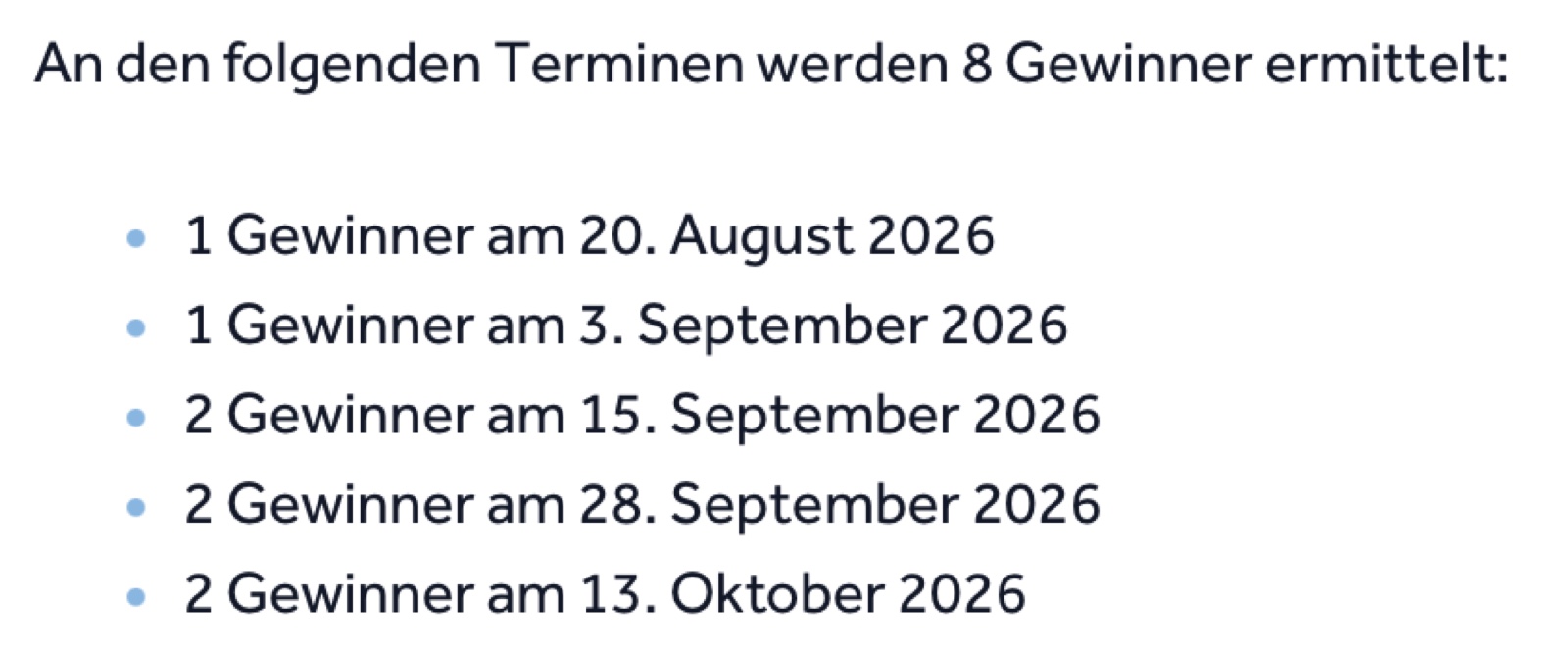 Draw dates of the Go & Grow giveaway: 1 winner on 20 August, 1 on 3 September, 2 on 15 September, 2 on 28 September and 2 on 13 October 2026