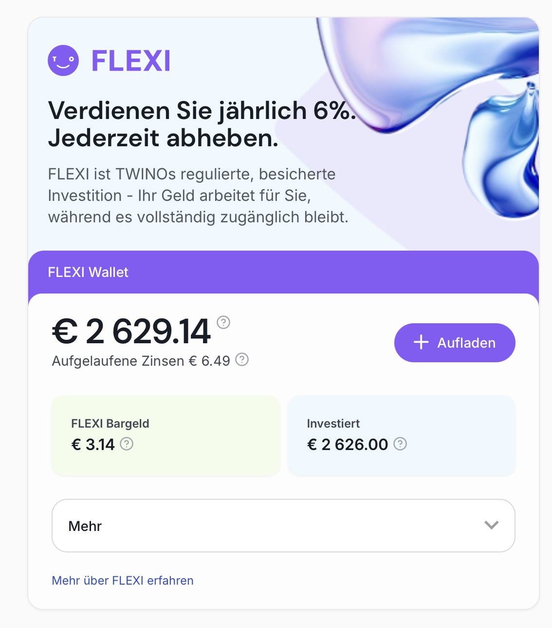 TWINO Flexi Wallet: 6 % Zinsen jährlich, jederzeit abheben – mein aktueller Stand mit aufgelaufenen Zinsen
