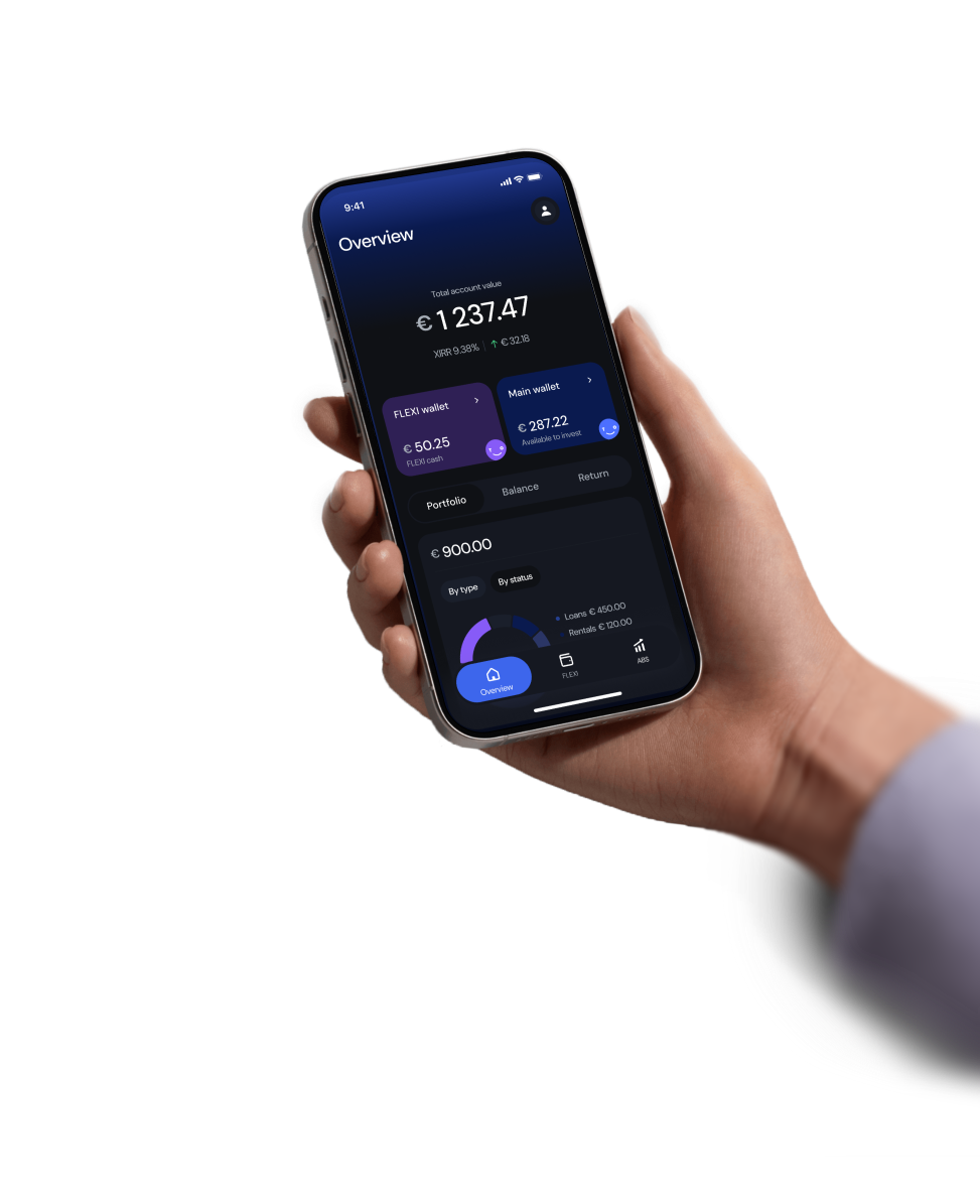 TWINO App: Übersicht mit FLEXI-Wallet und Hauptwallet auf dem Smartphone